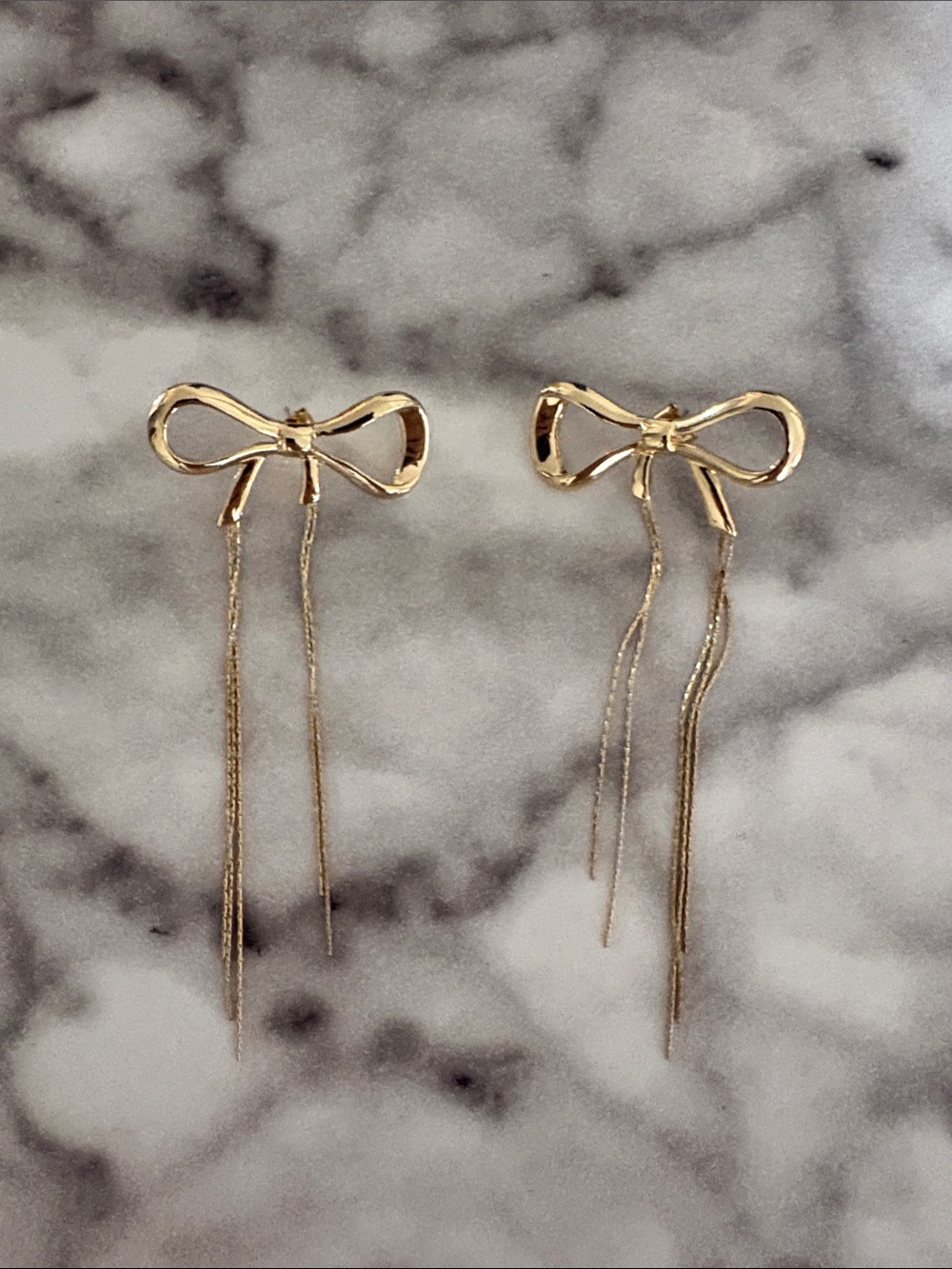 Anthropologie Gold Bow Drop Earrings